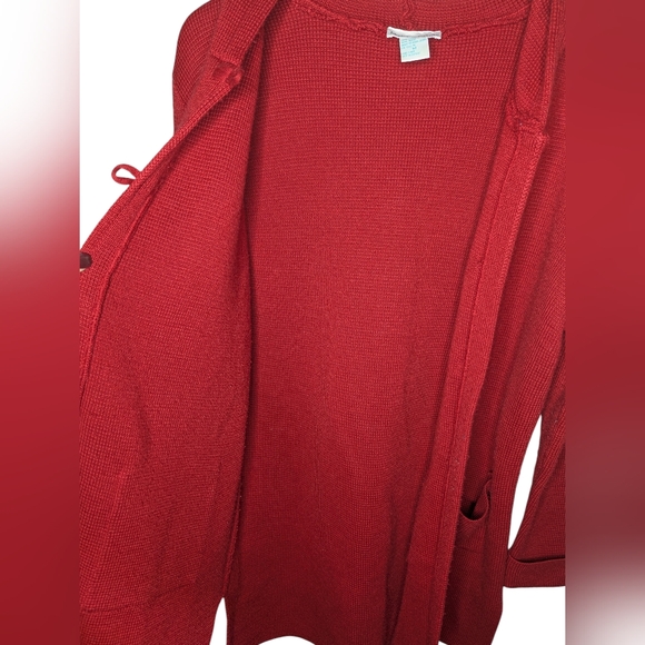 Vintage Mark Fore & Strike Red Toggle Hooded Knit Cardigan Sweater Medium - Picture 4 of 13